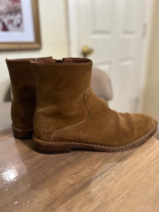 Frye Mark Inside Zip Khaki Brown Suede Casual Dress Boots main image 4